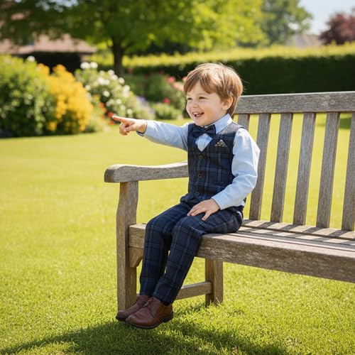 Image of Volunboy Toddler Suit Boys Formal Wedding Guest Dress Outfit | graduation dress clothes, gentleman ring bearer bowtie outfit, back-to-school pants set, birthday photoshoot dressy outfit