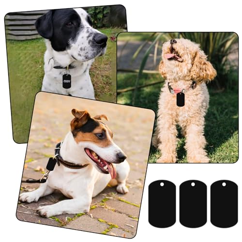 Dimeho 25 Stück Aluminiumgravur Rohlinge, Stanzrohlinge Aluminium Blank Dog Tags Schildform Mit Loch Metallprägungen Schwarze Metall-Tags zum Gravieren Blanko-Hundemarken Blanko-Schilder zum Gravieren