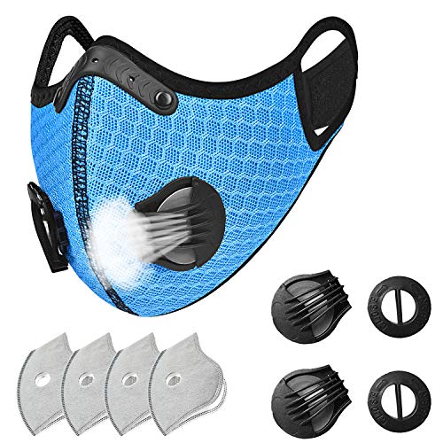 UTOTEBAG Breathable Face Cover with Valves Ventilated Sports Elevation Cover for Men Women Workout Exercise Training Gym, X-Large Size, Blue