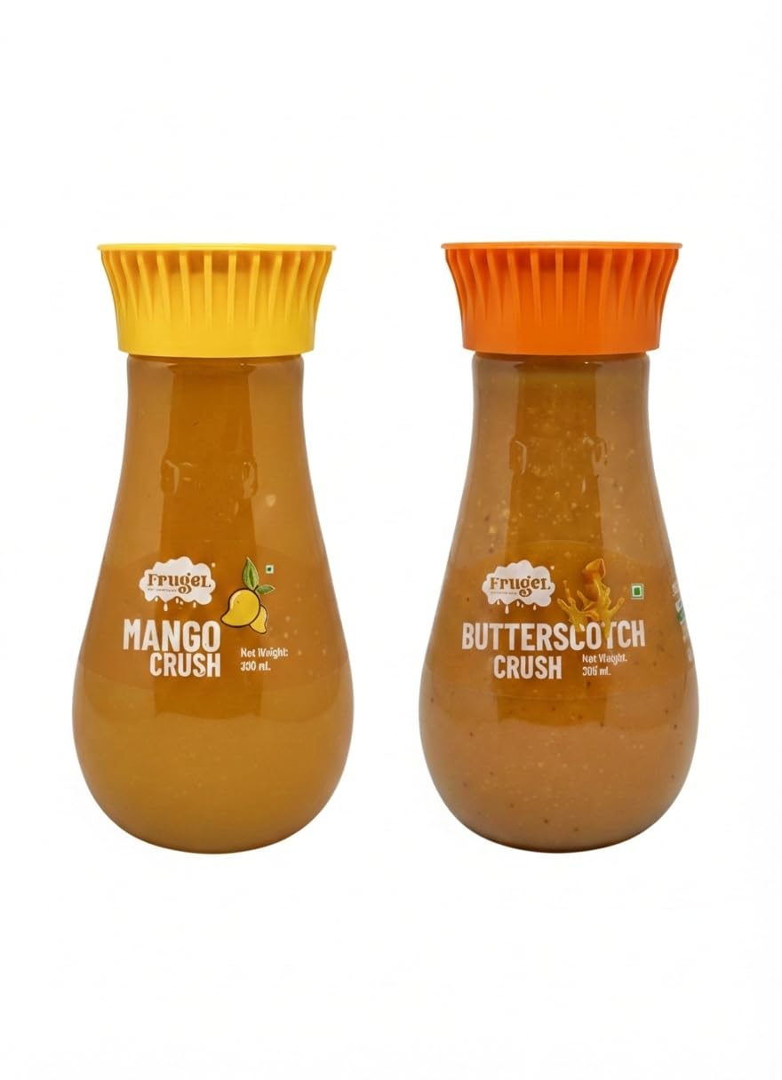 Frugel Fruit Crush Combo: Mango & Butterscotch (300ml Each) | Multi-Purpose Syrups for Shakes, Smoothies and Desserts | Pack of 2-image-4