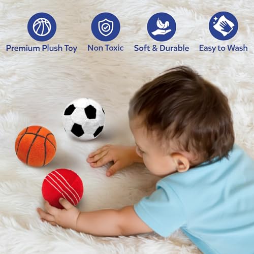 Image of Skillmatics Plush Sports Bag Playset (3 Pc) - Soft Sensory Balls