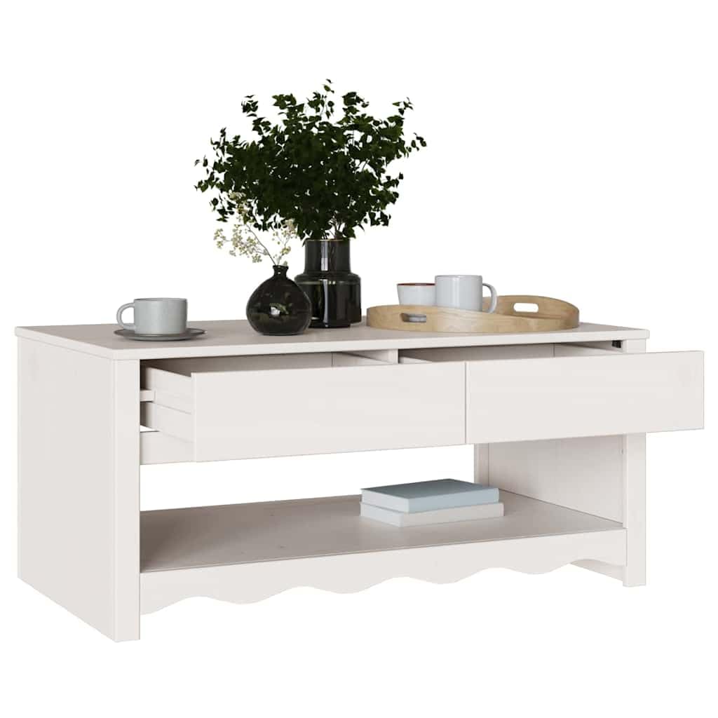 Vidaxl White Coffee Table Drammen 99 X 55 X 45 Cm Solid Pine Wood