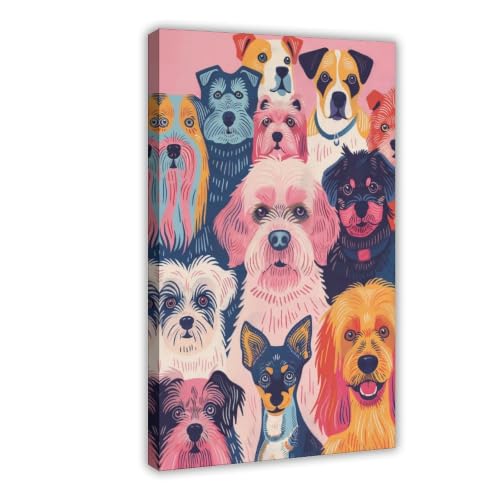 Poster de chien Preppy décoration kitsch maximalisme toile salon 61x91