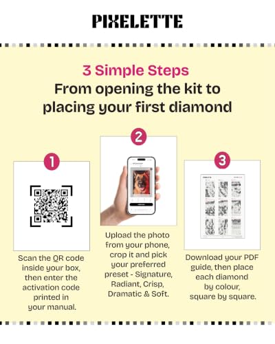 Pixelette Mono DIY Diamond Art Kit, A4, 16,000+ Diamonds - Image 4