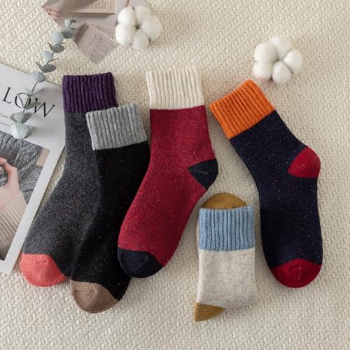 Trifabricy Wool Socks for Women, 5 Pairs Cozy Thick Womens Wool Socks Gifts - image 2