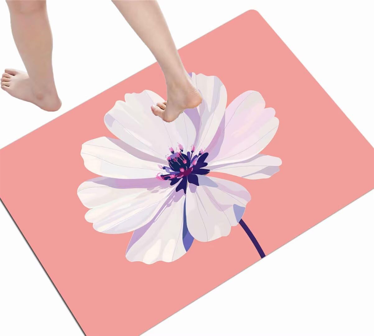 Tapis de douche blanc doux pour routine bien-être maison