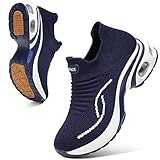  Sixspace Damen Sneaker Turnschuhe Atmungsaktiv Laufschuhe Leichtgewichts Walkingschuhe Sportschuhe Freizeitschuhe Straßenlaufschuhe Trainer für Outdoor Fitness Gym(Dunkelblau,39 EU)