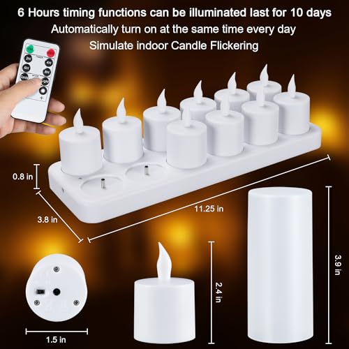 Velas LED recargables WoneNice con mando y base de carga para decoración de hogar 4
