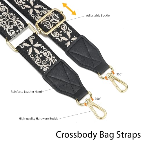 Image of Purse Strap,1.5 inch Leather End Shoulder Strap Adjustable Replacement,Retro Multi-Pattern Crossbody Bag Straps