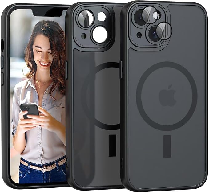 Nupcknn Funda Magnética Compatible con iPhone 13 Mini [Compatible con Magsafe][Lleno Cámara Proteccion], Carga Inalámbrica, Carcasa Antigolpes, Parte Trasera Translúcido Mate Antiarañazos Carcasa