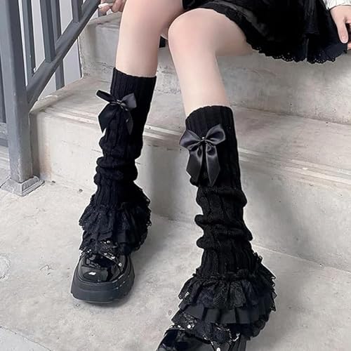 2 Pcs Lace Leg Warmers, Leg Warmers With Bows, Lolita Accessories, Kawaii Cute Y2k Bow Lace Knee Socks for Lolita 6