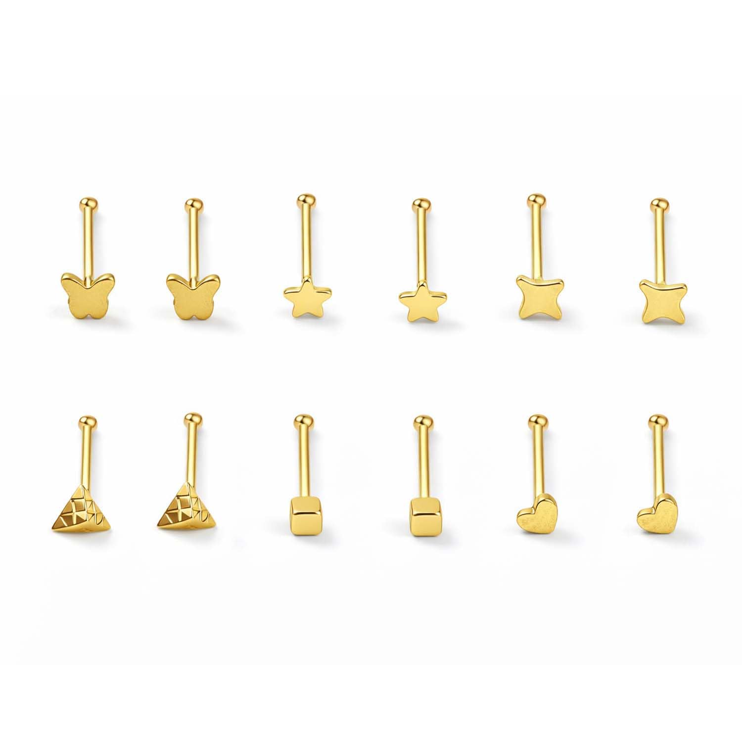FASHIONS 6 Pair 18K Gold Plated Stainless Steel Anti Tarnish Mini Earrings Pierced Piercing Ear Studs Tiny Small Hypoallergenic Stud Earrings Set for Women & Girls-image-49