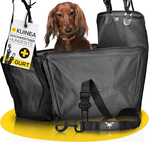 KUINEA® Extra Stabiler Hunde Autositz Rückbank - GRATIS Hundegurt - kleine bis mittelgroße Hunde - Autositz Hund wasserdicht, Hundekorb Auto, Hundesitz Auto, Hundeautositz, Dog car seat