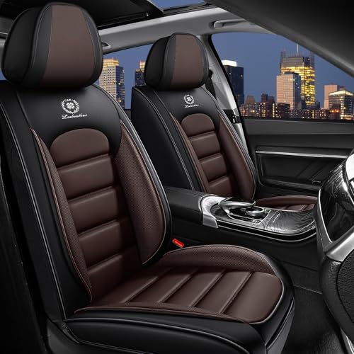Image of Car Seat Covers for Chevy Chevrolet Trax 2024-2025, Nappa Leather Front Seat Cover Full Coverage Seat Protectors Waterproof Cushion (Black Coffee,2 Seats Standard)
