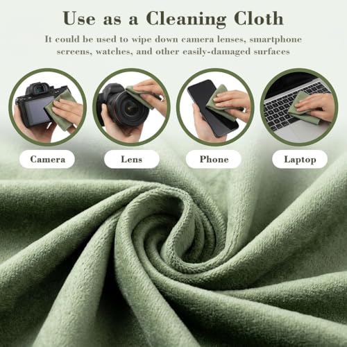 Image of ZORBES Camera Lens Wrap Cloth Protective Cover, Self Folding Camera Wrap with Soft Microfiber Lining, 45x45cm Anti Scratch DSLR Mirrorless Lens Protector Cloth for Camera Body, Lens & Gear, Green