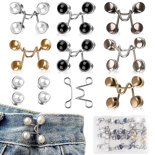 Lot de 8 Serre Taille pour Jean, 2 Style Bouton Jean Clipsable, Boutons de Pantalon Amovibles, Boucle de Taille en Jean pour Serrer le Bouton de Réglage de la Taille