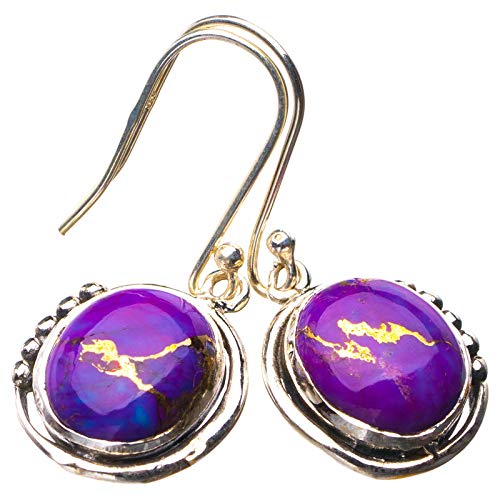 Boucles d'oreilles turquoise argent anti-allergie style vintage durable 3.81cm