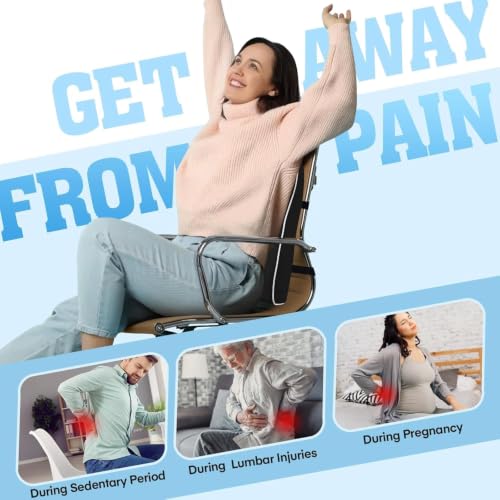 Image of TEKCOOL Memory Foam Car Seat Back Support, Orthopedic Lumbar Back Rest for Back Pain Relief, Back Support Pillow for Office ChairCarBack Support Pillow,-Seat Cushion, Zed Black.