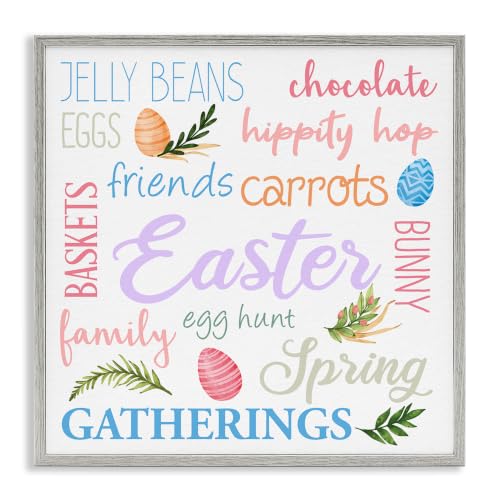 Easter Affirmations Patterned Eggs Sign, 24 x 24 Inch Framed Giclée Print