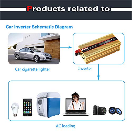 Inversor de corriente para coche de 2000W y convertidor de CC 12V a CA 110V con pantalla digital 4