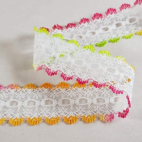 3 Metre - 35mm Crochet and Knitting in Lace Lacey Frills Decorate Or Embellish Dresses Kids Babies Eyelet Knitting in Lace Novelty Sew Cardmaking (Mulitcolour)