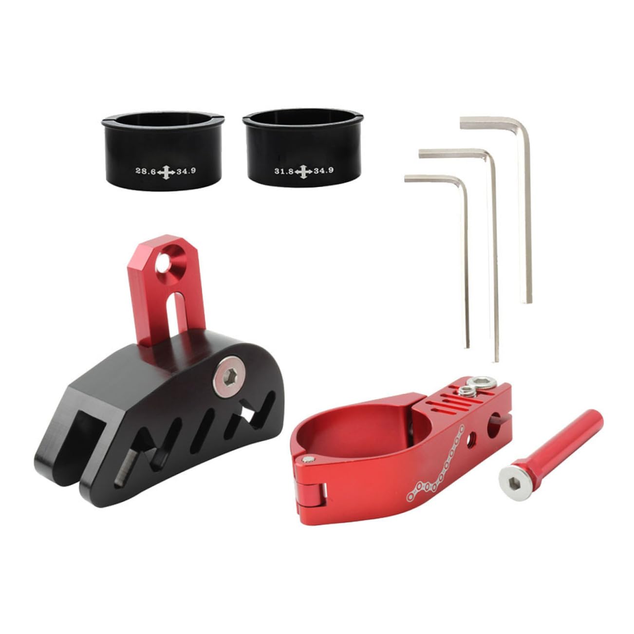 TOYANDONA Guida Catena Bici Stabilizzatore Rosso Lega di Alluminio | Pom, Previene la Caduta della Catena, per Deragliatore Anteriore e Disco Singolo