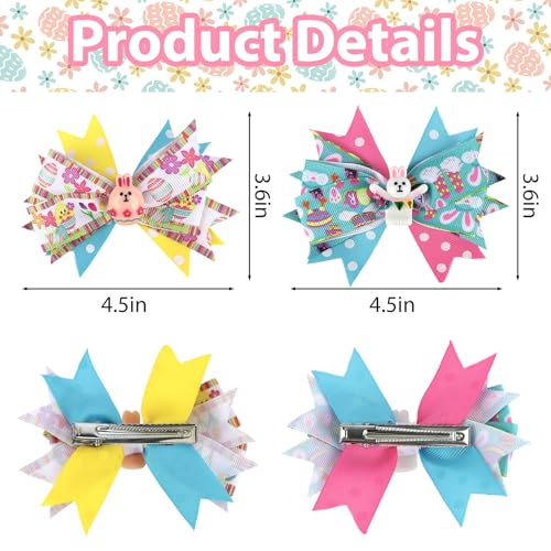 Pinzas para el cabello con moño colorido para niñas miniatura 2
