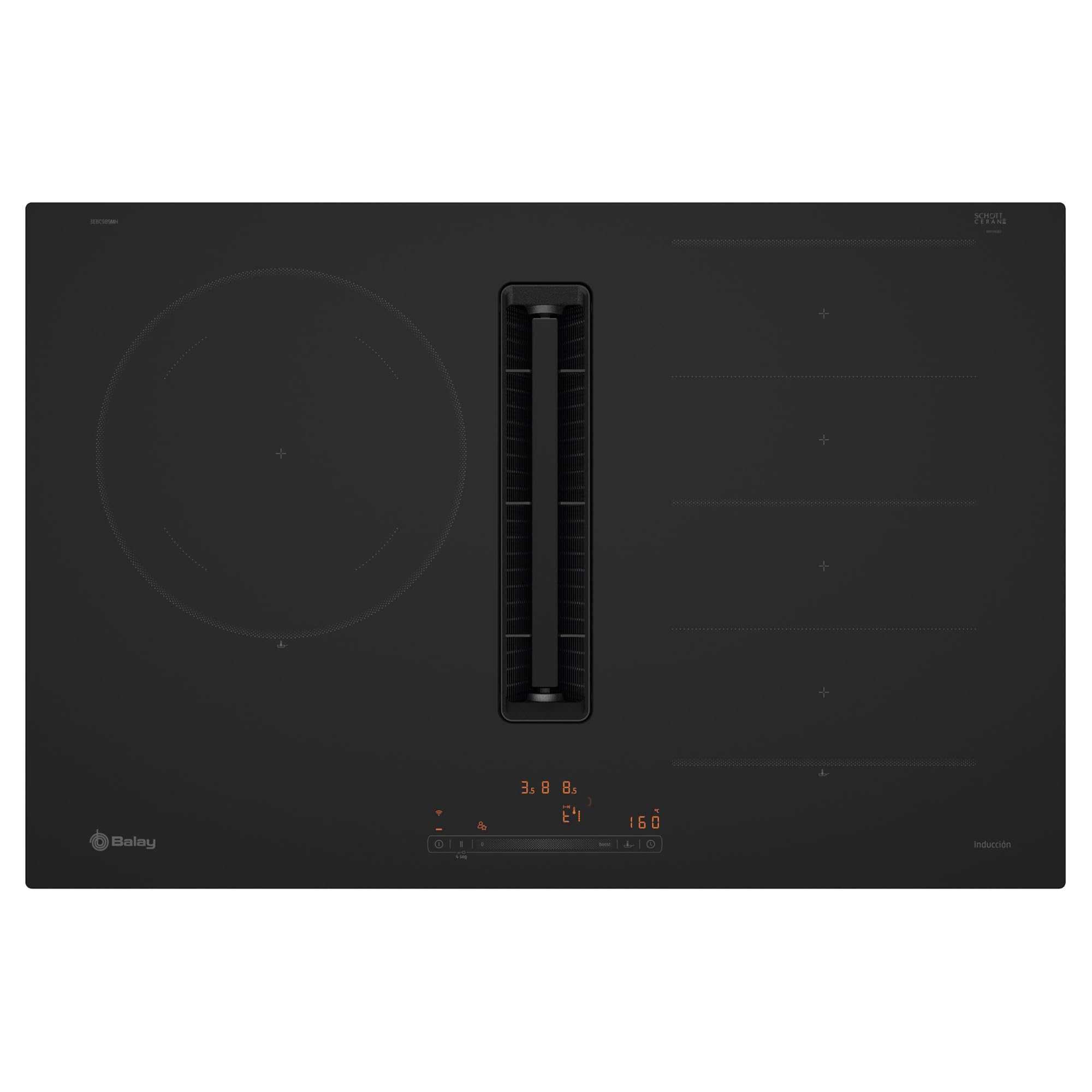 Balay, Placa de Inducción con extractor integrado, negro mate, 3EBC989MH