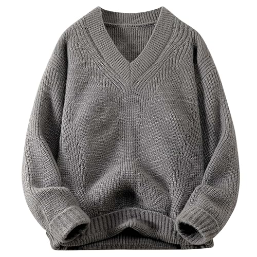 Mens V Neck Texture Sweater Casual Cable Knitted Comforable Breathable Solid Color Fall Winter Ribbed Chunky Sweaters