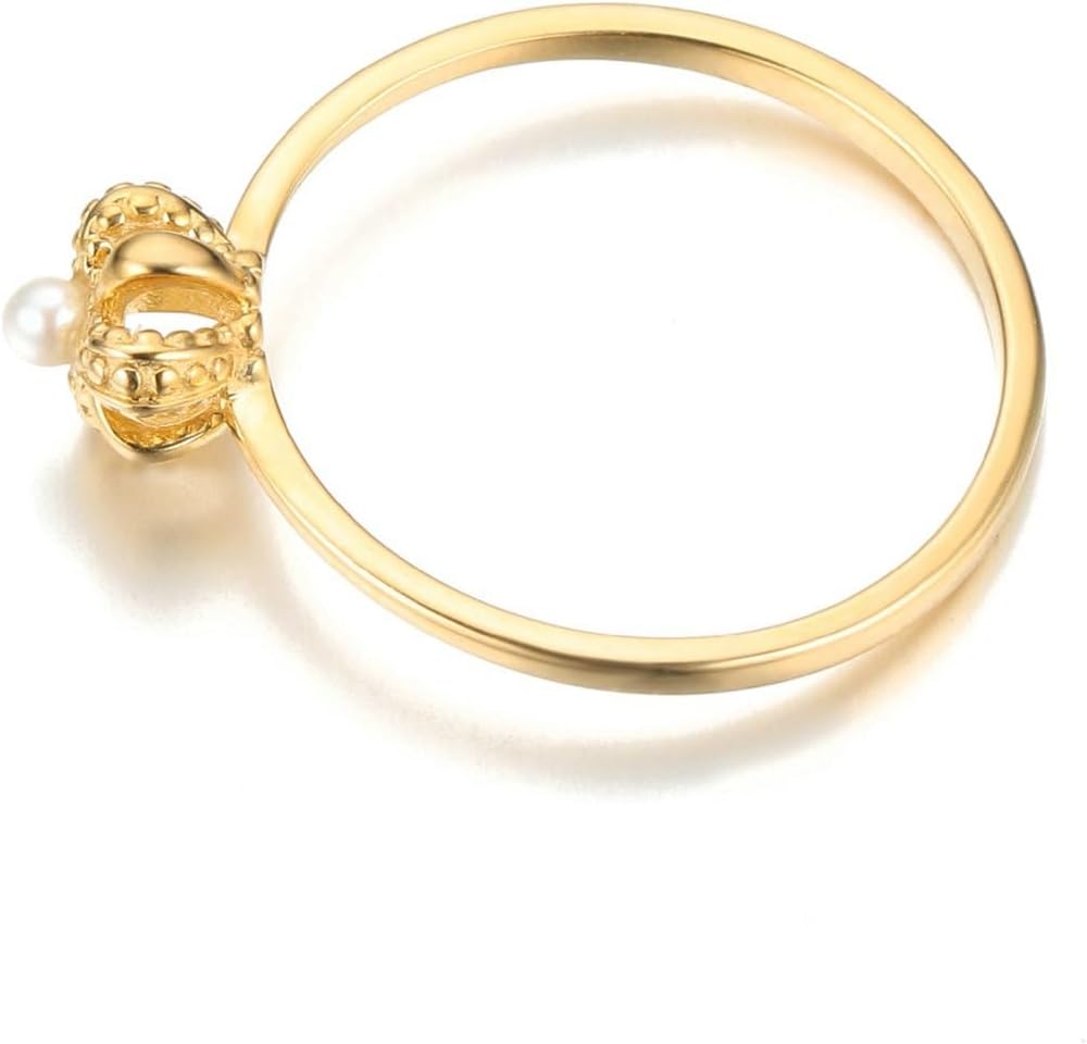 Epinki Womens Jewelry Rings 9K/18K Gold Flower with Pearl Wedding Rings Engagement Promise Size 4-12