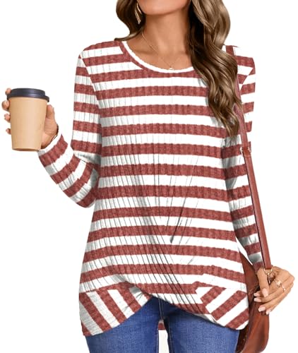 Image of HOTGIFT Women's Pullover Sweaters Winter Tunic Tops Long Sleeve Crewneck Shirts Casual Comfortable Blouse
