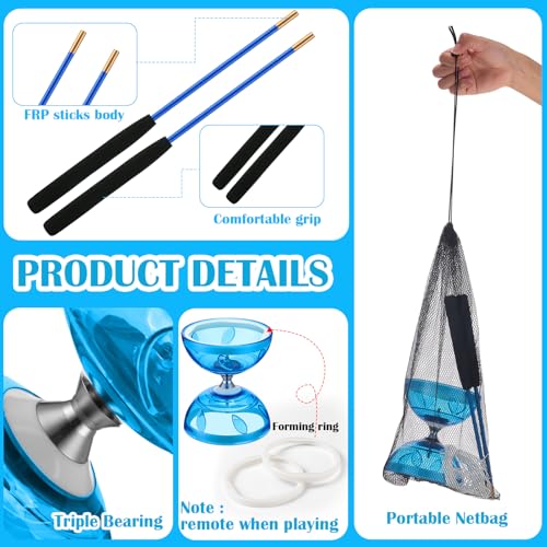 chinese yoyo diabolo set includes colorful chinese yoyo with 2 pieces diabolo sticks 1 piece string 1 net bag for funblue