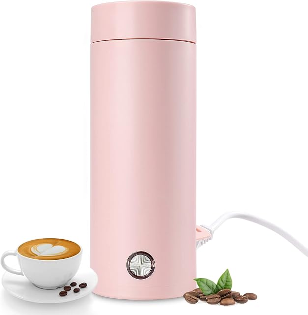 Travel Kettle, Small Portable Electric Water Cup, Lightweight Mini Kettle, 3 in 1 Mini Electric Kettle 400ML Hot Water Boiler Bottle Water Heater for Making Tea, Coffee, Baby Milk and Fast Food