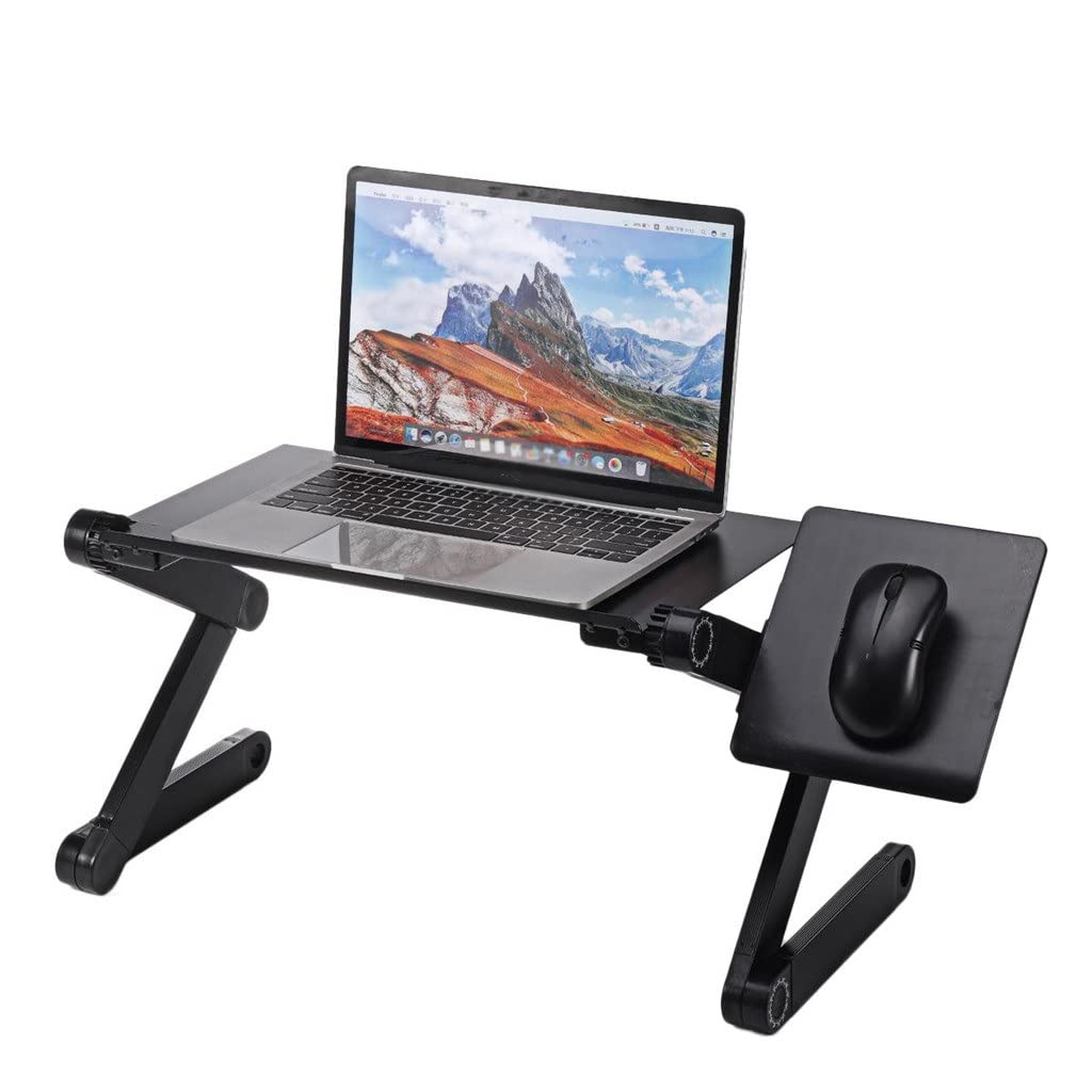 Adjustable Laptop Desk Stand Portable Laptop Table Cooling Fan Computer Notebook PC Holder with Mouse Pad Tray Bed