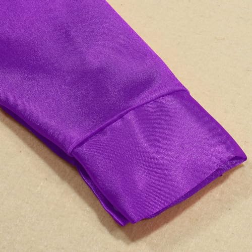 Kids Girls Sparkly Sequins Dance Top Boys Long Sleeve Button Down Shirt for Jazz Dance Long Sleeve (Purple, 3-4 Years)2