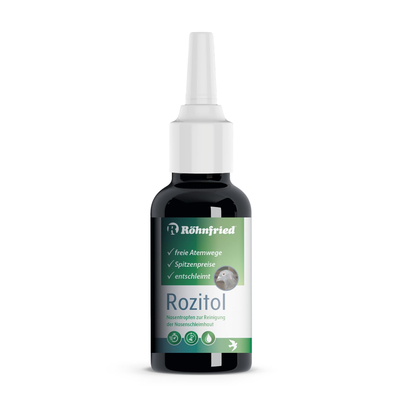 Röhnfried – Rozitol | Freie Atemwege | Reinigt und desinfiziert die Nasen von Brieftauben | (50 ml)