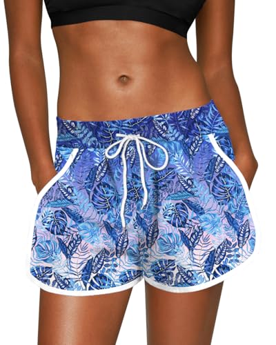 Image of For G and PL Women Summer Floral Beach Boardshorts with Pockets Swim Trunks
