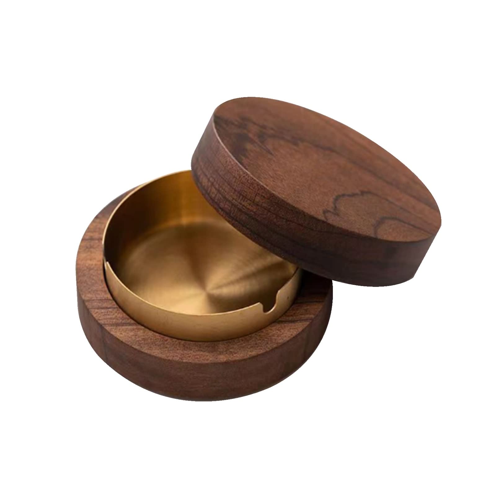 Posacenere in legno con rivestimento in acciaio inox, antivento, posacenere decorativo, per esterni, casa, ufficio, patio, feste, sigari, per uomo, sigarette senza fumo, con coperchio interno