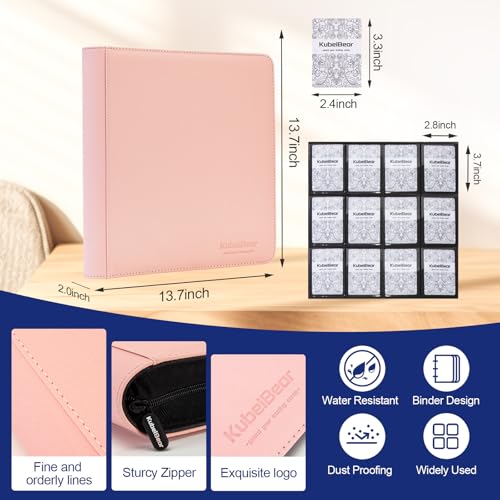 Image of Card Binder - 720 Capacity, Zippered Trading Card Holder for MTG, Sports & Collectible Cards - Acid-Free, Durable & Travel-Friendly Storage (Pink dots, 12 Pocket)