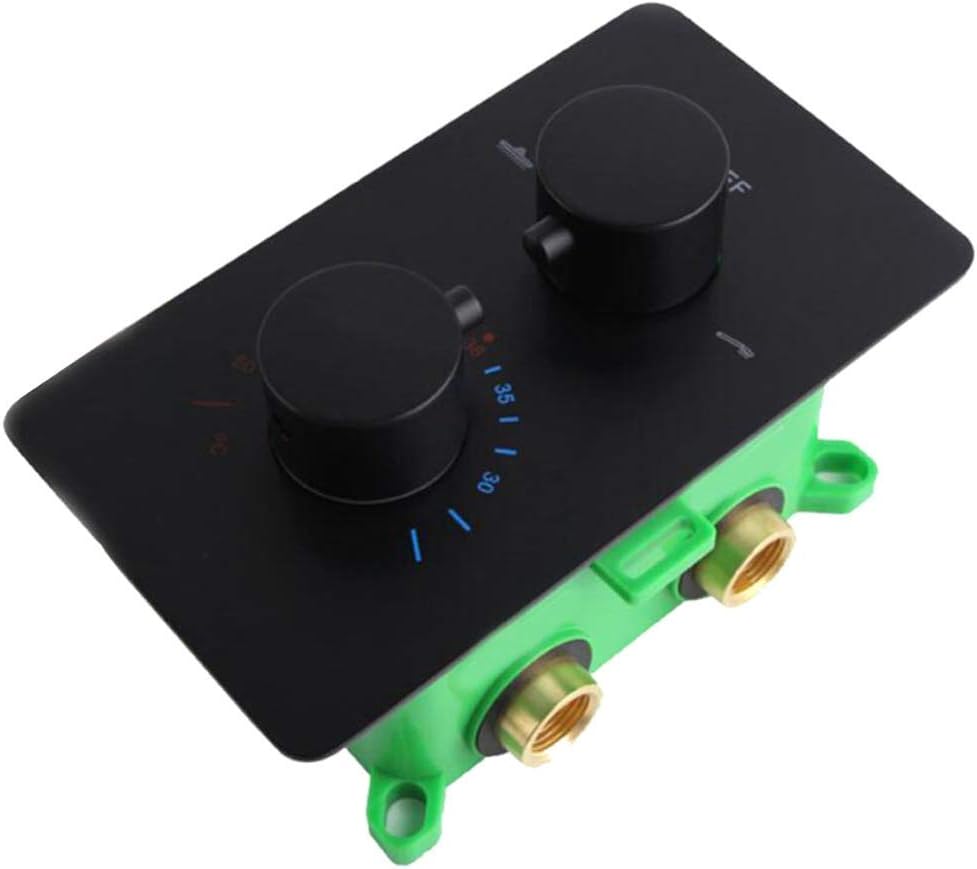 Wall Mounted Matte Black Brass Thermostatic Rain Shower with 8-12" Square Brass Shower Head and Handheld Shower, for Bathroom Luxury Shower Set,12 Inch,8 inch