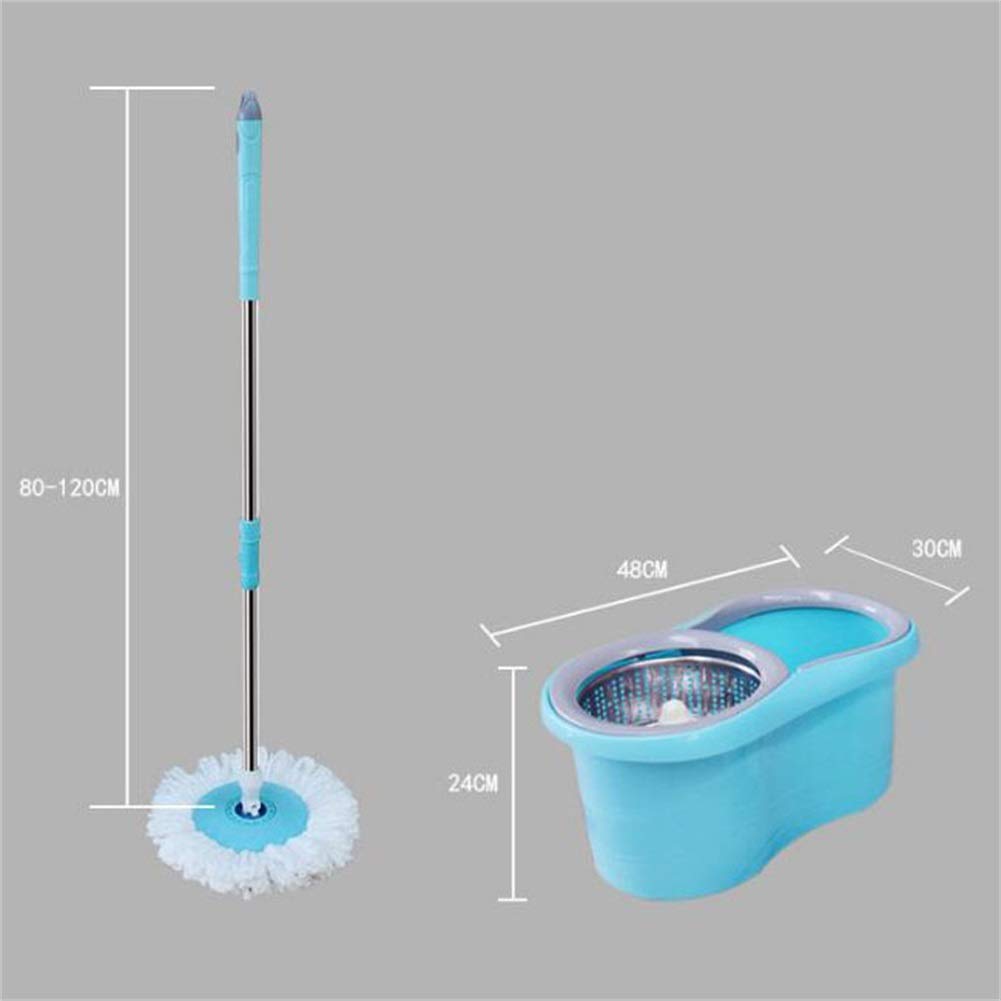 Juego de Cubo para fregona Giratorio de 360° con 2 Cabezales de Microfibra Muy absorbentes en Azul Brillante Vision