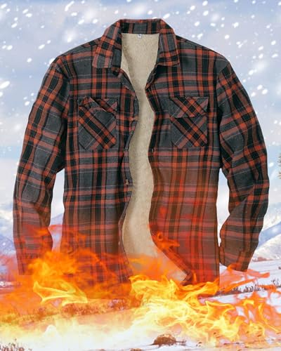 Beotyshow Mens Sherpa Fleece Lined Flannel Shirt Jacket Long Sleeve Button Down Plaid Winter Jacket2