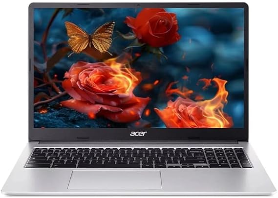 Acer Chromebook 315, 15.6 FHD Display Laptop, Intel Celeron N4500, 4GB RAM, 64GB eMMC, Webcam, Chrome OS, Pure Silver, Protective Sleeve Included, TWE 64GB SD Card