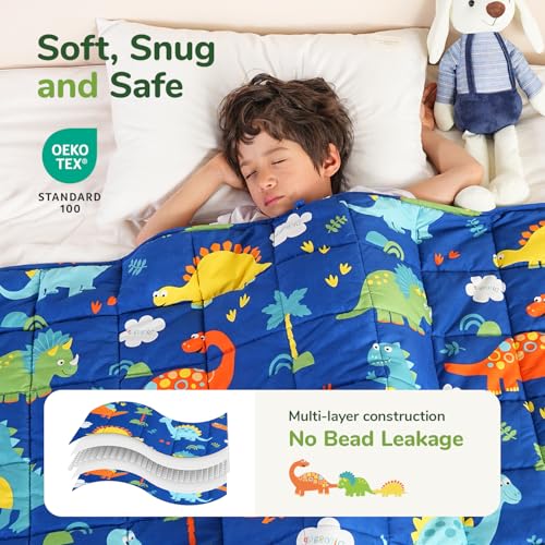 Image of Sivio Weighted Blanket 3lbs, Blue Dinosaur Small Cooling Heavy Blankets, Washable Breathable Weighted Throw Blanket for Sleep, 36 inchx48 inch-3lb