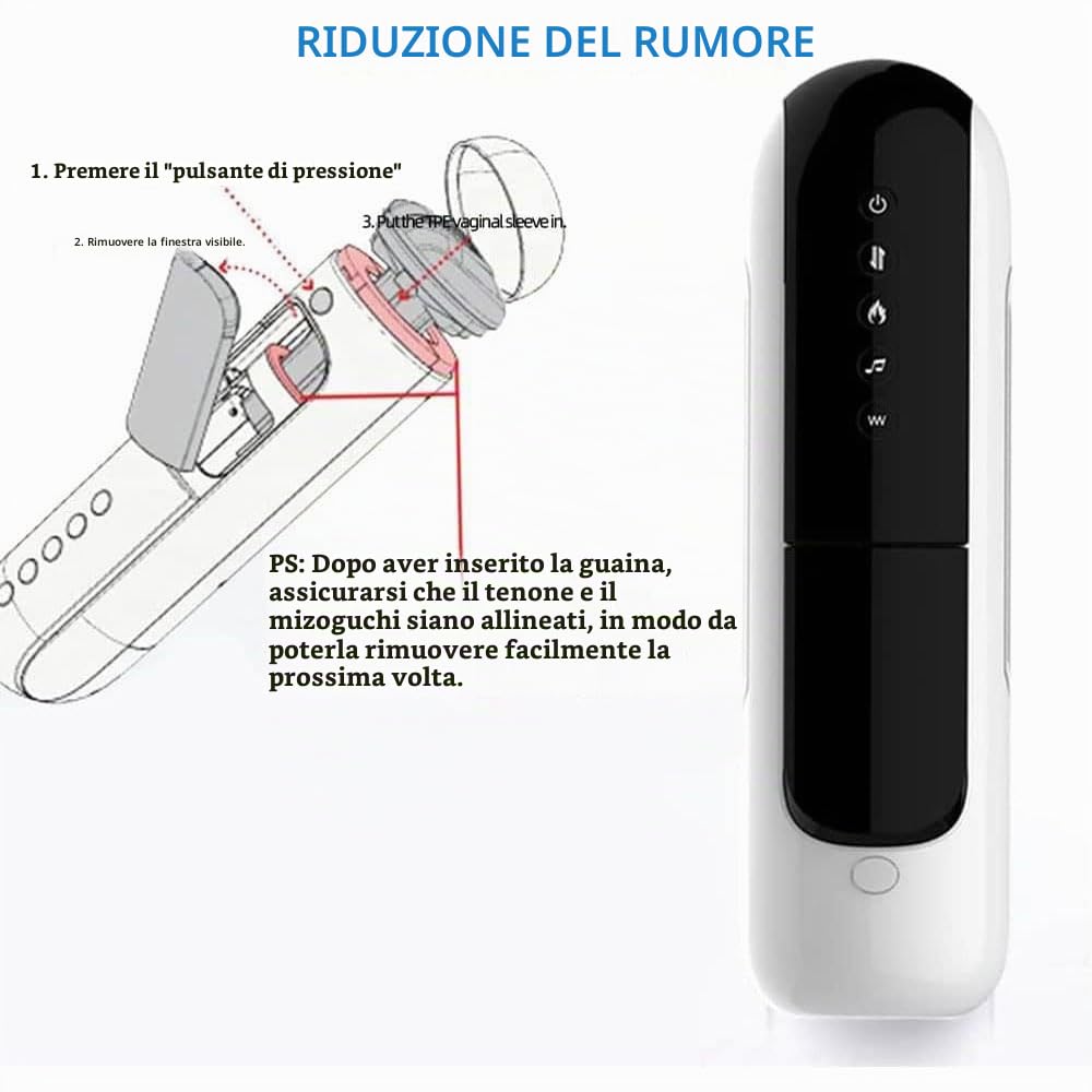 Masturbatore Maschile Funzione di Spinta a Mani Libere con Funzione Pompa e Regolatore di Pressione Interno per l'Uomo Che Si Masturba Eroticamente con Funzione di Riscaldamento