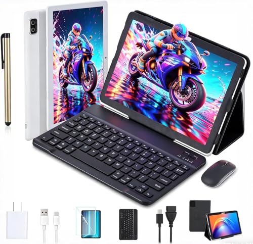 CNHVEIF Tableta de 10.1 Pulgadas/Android 14, Procesador de 12 Núcleos, Pantalla Táctil IPS 1280 x 800, WiFi 5G/Dual SIM Dual Standby, 16GB RAM 128GB ROM, Cámara Dual de 5MP+ 8MP