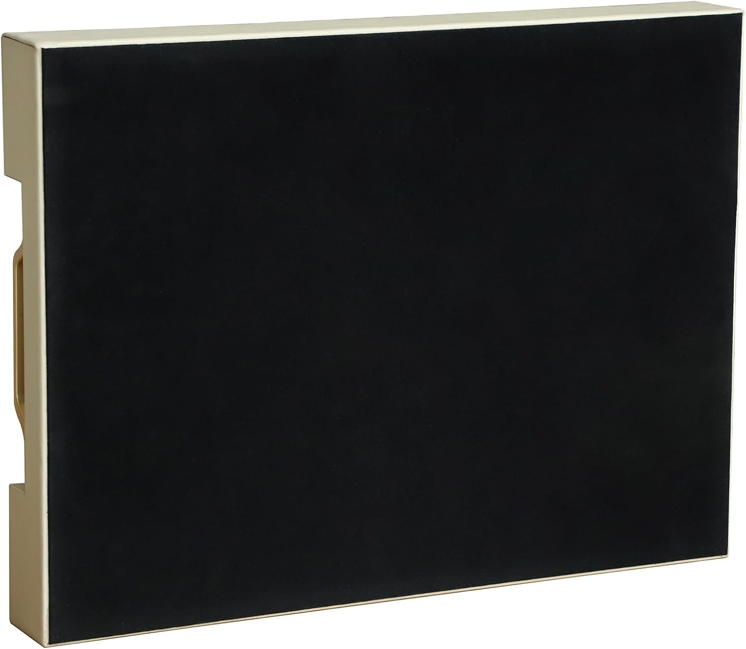 HofferRuffer Faux Leather Rectangle Serving Tray Decor Platter with Gold Metal Handles for Coffee Table, Breakfast, Tea, Food, Countertop, Kitchen, Butler Tray, 16.2 x 12.2 x 2 inches (Cream White)