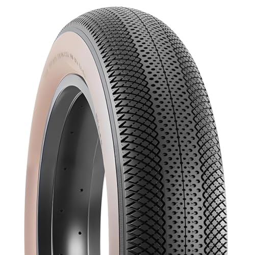 MEGHNA Neumático ancho de 20 x 4,0 y 26 x 4,0 pulgadas para bicicletas fatbikes, bicicletas eléctricas y cruceros de playa, diseño retro en negro con flanco marrón