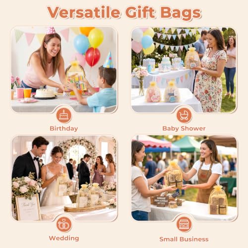 Image of Crweety 50PCS Organza Bags 8x12 Large Gift Bags Gold, Mesh Bag Drawstring Pouches for Wedding Favors Goodie Sachet Jewelry Candy, Sheer Gift Wrap Bag for Birthday Baby Bridal Shower Graduation Party