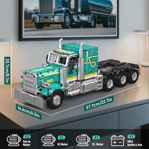 Mould King 13201 Semi Truck Building Set, APP & RC Control Mobile Tow Truck Model Kit, Assembly STEM Trailer Vehicle Building Block Set, Collectible Gift for Adult Teens(2064+ Psc) - Image 6